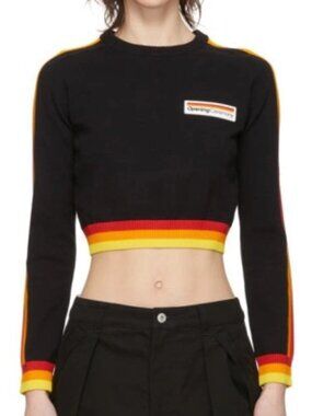 Opening Ceremony, Black Cropped Stripe Sweater | Size: S